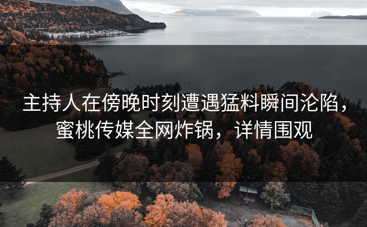 主持人在傍晚时刻遭遇猛料瞬间沦陷，蜜桃传媒全网炸锅，详情围观