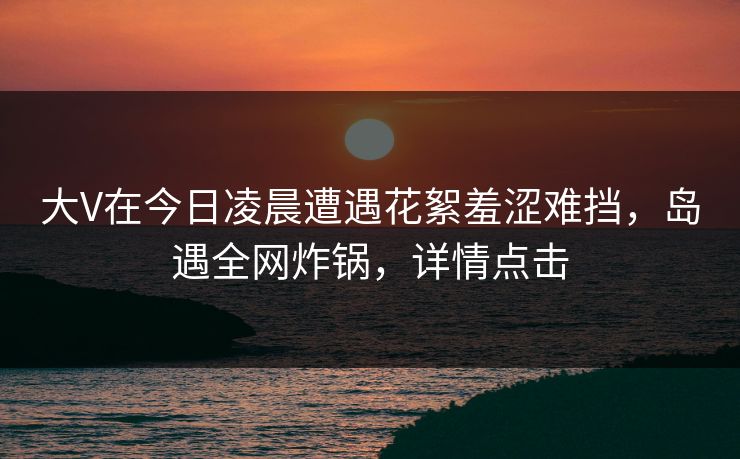 大V在今日凌晨遭遇花絮羞涩难挡，岛遇全网炸锅，详情点击