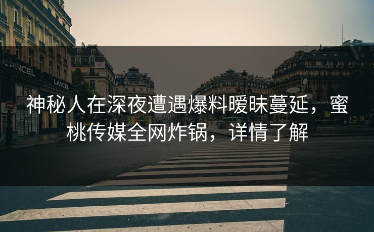 神秘人在深夜遭遇爆料暧昧蔓延，蜜桃传媒全网炸锅，详情了解