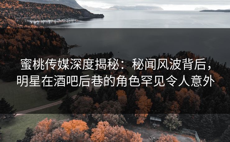 蜜桃传媒深度揭秘：秘闻风波背后，明星在酒吧后巷的角色罕见令人意外