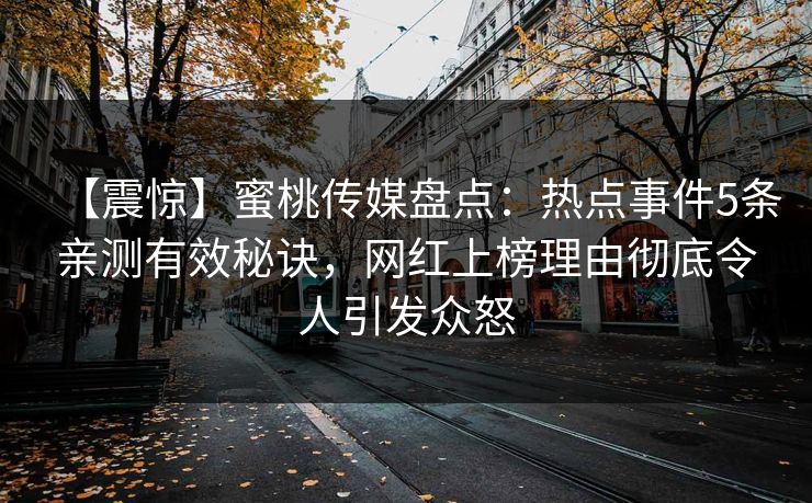 【震惊】蜜桃传媒盘点：热点事件5条亲测有效秘诀，网红上榜理由彻底令人引发众怒