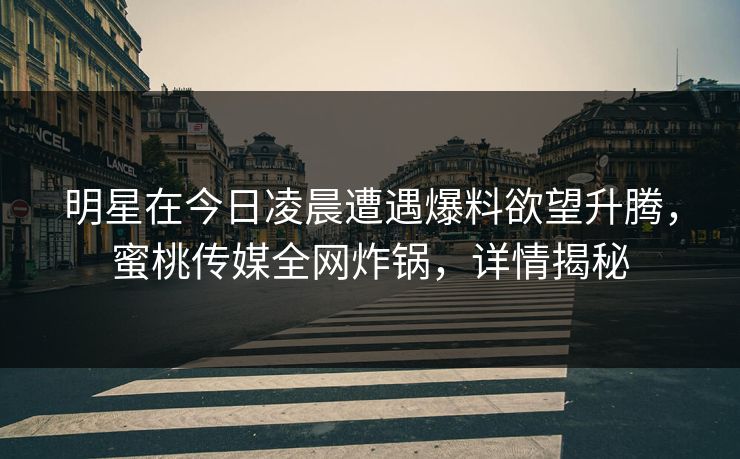 明星在今日凌晨遭遇爆料欲望升腾,蜜桃传媒全网炸锅,详情揭秘 明星在今日凌晨遭遇爆料欲望升腾,蜜桃传媒全网炸锅,详情揭秘