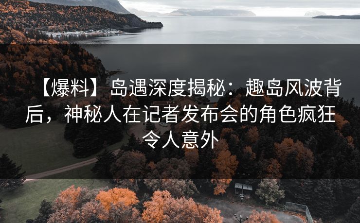 【爆料】岛遇深度揭秘：趣岛风波背后，神秘人在记者发布会的角色疯狂令人意外
