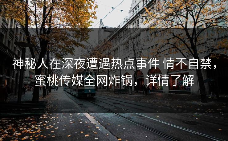 神秘人在深夜遭遇热点事件 情不自禁，蜜桃传媒全网炸锅，详情了解